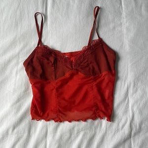 Orange mesh lace corset top, size small